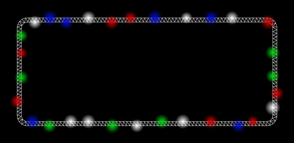 Bright Mesh 2D Rounded Rectangle Frame with Light Spots イラスト素材