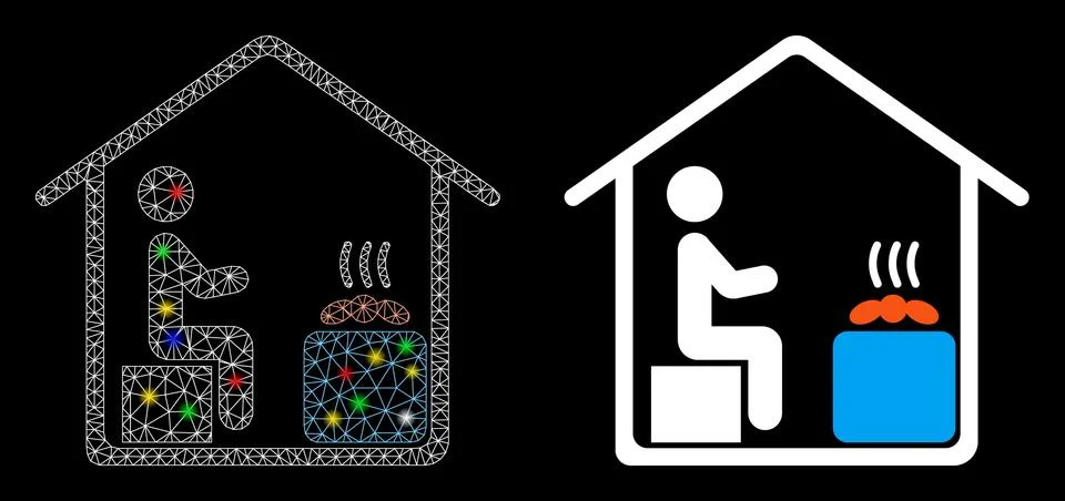 Bright Mesh 2D Sauna Client Icon with Flare Spots Stock Illustration