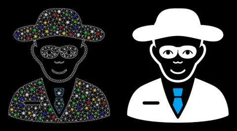 Bright Mesh 2D Security Agent Icon with Light Spots 스톡 일러스트