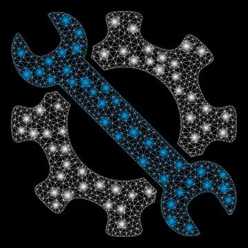 Bright Mesh 2D Service Tools with Light Spots Stock Illustration