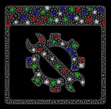 Bright Mesh 2D Settings Tools Calendar Page with Light Spots Ilustração Stock