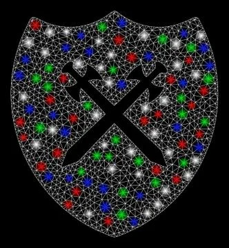 Bright Mesh 2D Shield with Flare Spots Stock Illustration
