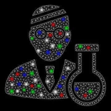 Bright Mesh 2D Sick Chemist with Flash Spots Stock Illustration