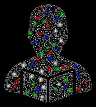 Bright Mesh 2D Student with Light Spots イラスト素材