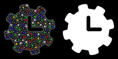 Bright Mesh 2D Time Settings Icon with Flare Spots Stock-Illustration