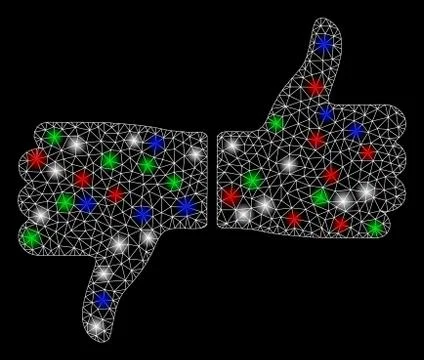Bright Mesh 2D Vote Thumbs with Flare Spots Stock Illustration