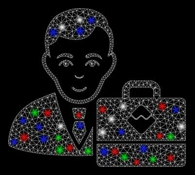 Bright Mesh 2D Waves Accounter with Light Spots Illustrazione stock