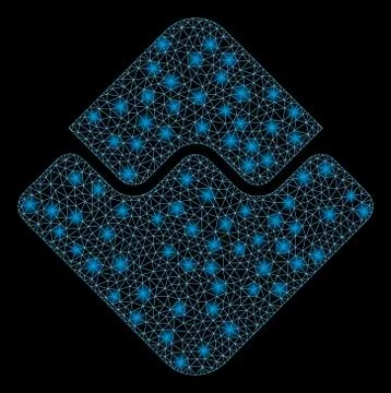 Bright Mesh 2D Waves Currency with Light Spots Illustrazione stock