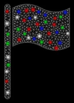 Bright Mesh 2D Waving Flag with Light Spots Illustrazione stock