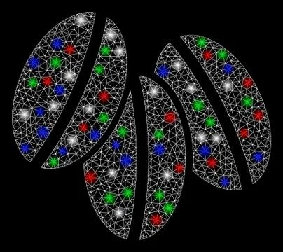 Bright Mesh 2D Wheat Seeds with Flash Spots Illustrazione stock