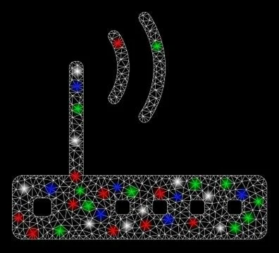 Bright Mesh 2D Wi-Fi Modem with Light Spots Stock Illustration