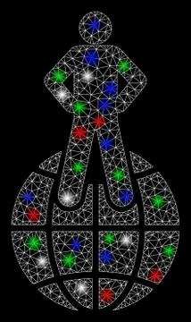 Bright Mesh 2D World Commander with Light Spots Stock-Illustration