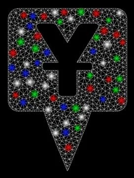 Bright Mesh 2D Yuan Map Pointer with Light Spots 스톡 일러스트
