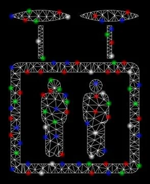 Bright Mesh Carcass Airdrone Elevator with Flash Spots Stock Illustration