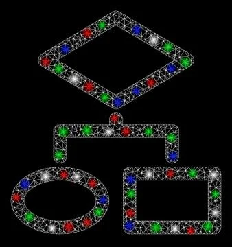 Bright Mesh Carcass Algorithm with Flare Spots Stock Illustration