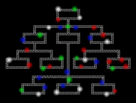 Bright Mesh Carcass Algorithm Tree with Flash Spots イラスト素材