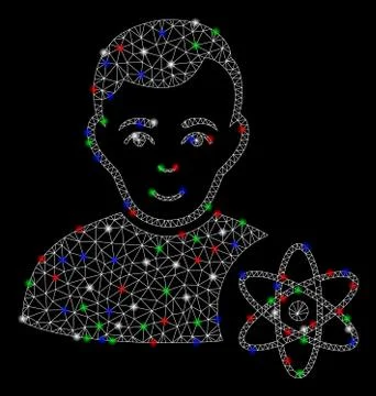 Bright Mesh Carcass Atomic Scientist with Light Spots Stockillustratie