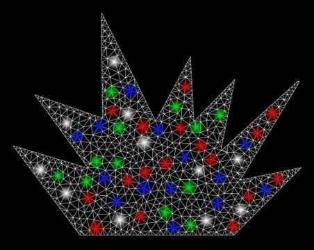 Bright Mesh Carcass Boom Explosion with Light Spots Illustrazione stock