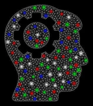 Bright Mesh Carcass Brain Gear with Light Spots Stock Illustration