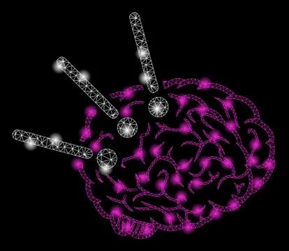 Bright Mesh Carcass Brain Operation with Flash Spots 스톡 일러스트