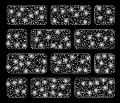Bright Mesh Carcass Brick Wall with Light Spots Illustrazione stock