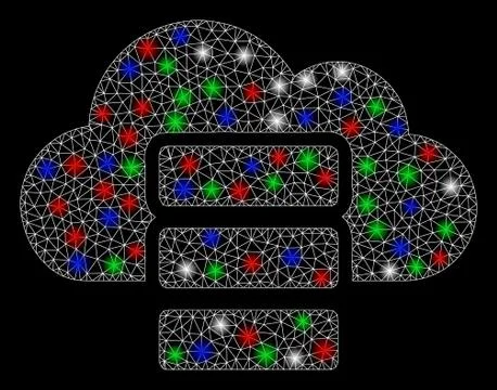 Bright Mesh Carcass Cloud Database with Flash Spots Illustrazione stock