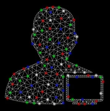 Bright Mesh Carcass Computer Administrator with Flare Spots 스톡 일러스트