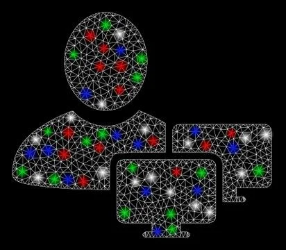 Bright Mesh Carcass Computer Administrator with Light Spots Stock Illustration