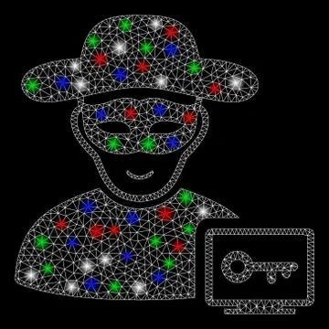 Bright Mesh Carcass Computer Hacker with Flash Spots Stock Illustration