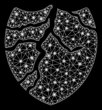 Bright Mesh Carcass Corrupted Shield with Flare Spots Stock Illustration