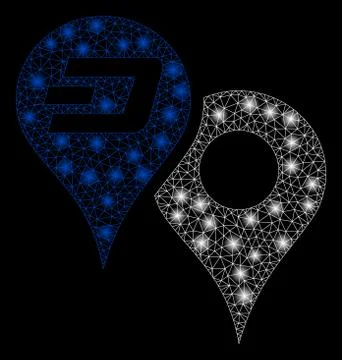 Bright Mesh Carcass Dashcoin Map Pointers with Light Spots Illustrazione stock