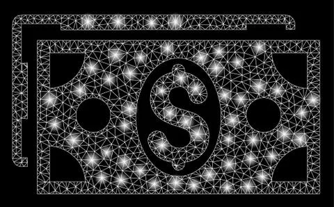 Bright Mesh Carcass Dollar Banknotes with Flash Spots 스톡 일러스트