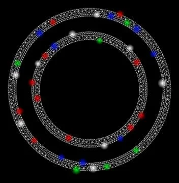 Bright Mesh Carcass Double Circle Frame with Light Spots Stock Illustration