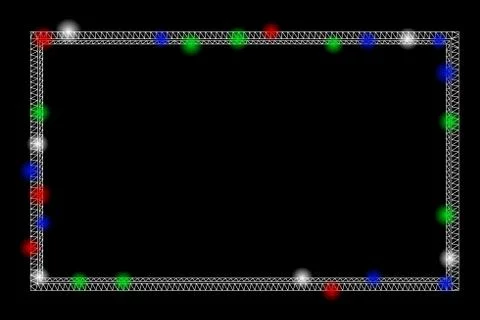 Bright Mesh Carcass Double Rectangle Frame with Flare Spots 스톡 일러스트