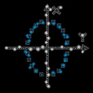 Bright Mesh Carcass Ellipse Plot with Light Spots Stock Illustration