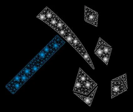 Bright Mesh Carcass Ethereum Mining Hammer with Flash Spots Illustrazione stock
