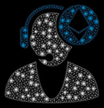 Bright Mesh Carcass Ethereum Operator with Flash Spots 스톡 일러스트