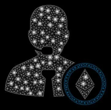 Bright Mesh Carcass Ethereum Operator Manager with Light Spots Illustrazione stock