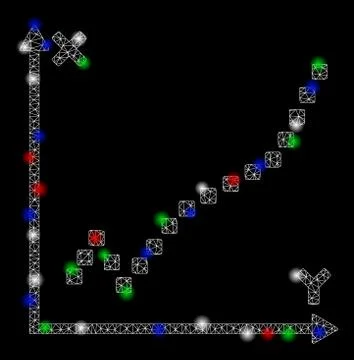 Bright Mesh Carcass Function Plot with Light Spots Illustrazione stock