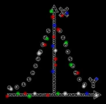 Bright Mesh Carcass Gauss Plot with Light Spots Stock Illustration