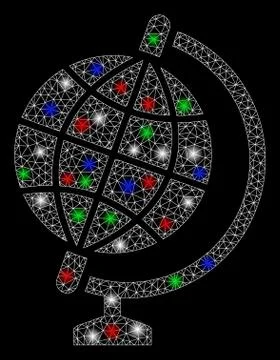 Bright Mesh Carcass Globe with Light Spots Illustrazione stock