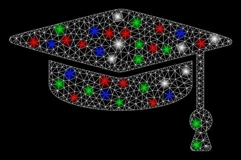 Bright Mesh Carcass Graduation Cap with Flash Spots Stock Illustration