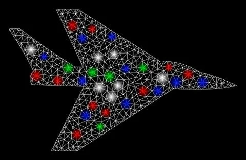 Bright Mesh Carcass Intercepter Plane with Light Spots Stock Illustration