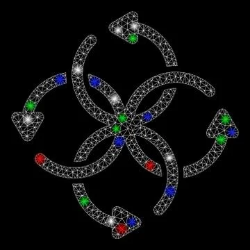 Bright Mesh Carcass Knot Rotation with Flare Spots イラスト素材