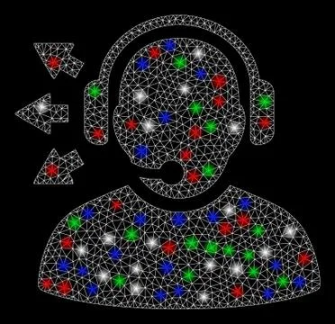 Bright Mesh Carcass Operator Answer Speech with Light Spots Illustrazione stock