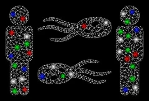 Bright Mesh Carcass Persons Exchange Microbes with Flare Spots Stock Illustration