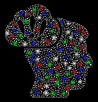 Bright Mesh Carcass Problem Brainstorm with Light Spots Stock Illustration