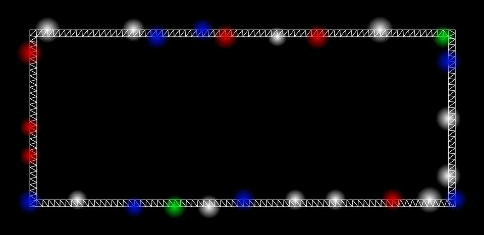 Bright Mesh Carcass Rectangle Frame with Light Spots Illustrazione stock