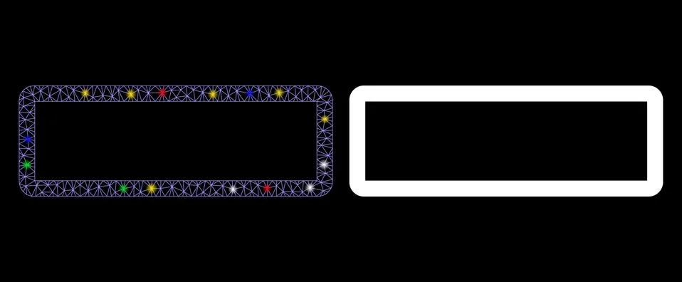 Bright Mesh Carcass Rectangle Frame Icon with Flash Spots 스톡 일러스트