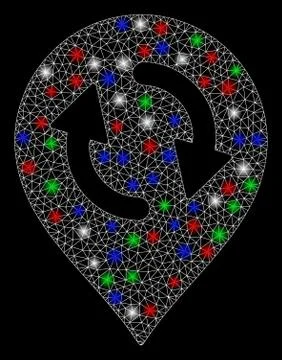 Bright Mesh Carcass Refresh Map Marker with Flare Spots Illustrazione stock